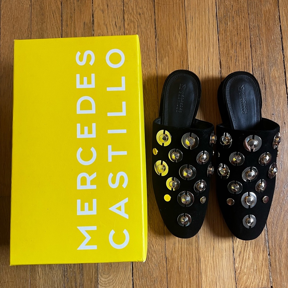 Mercedes Castillo Lucinda Mule Black Suede size 10 / 40